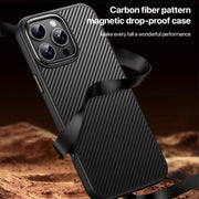 For iPhone 16 Pro Kevlar Fiber Shockproof MagSafe Phone Case(Black)
