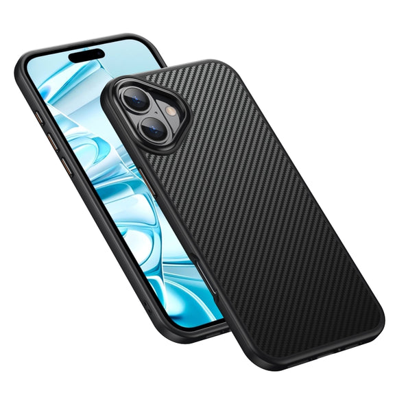For iPhone 16 Kevlar Fiber Shockproof MagSafe Phone Case(Black)