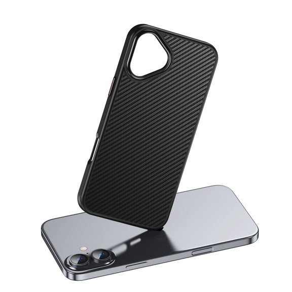For iPhone 16 Kevlar Fiber Shockproof MagSafe Phone Case(Black)