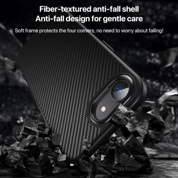 For iPhone 16e Kevlar Fiber Shockproof MagSafe Phone Case(Black)