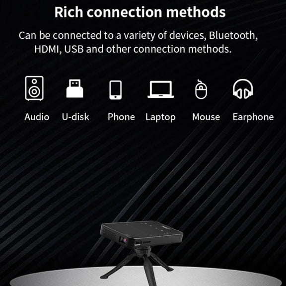 S90 DLP Android 9.0 2GB+32GB 4K Mini WiFi Smart Projector, Power Plug:EU Plug(Black)