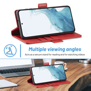 For Samsung Galaxy S24 LC.IMEEKE Skin-friendly Card Slots Leather Phone Case(Red)