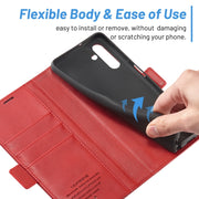 For Samsung Galaxy S24 LC.IMEEKE Skin-friendly Card Slots Leather Phone Case(Red)
