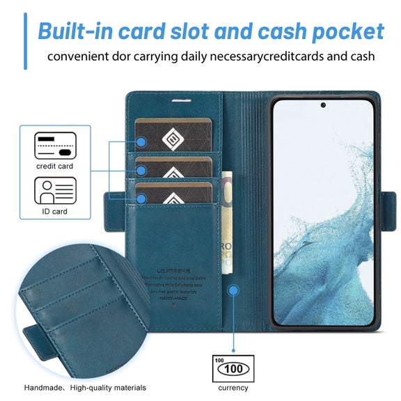 For Samsung Galaxy S24 LC.IMEEKE Skin-friendly Card Slots Leather Phone Case(Blue)
