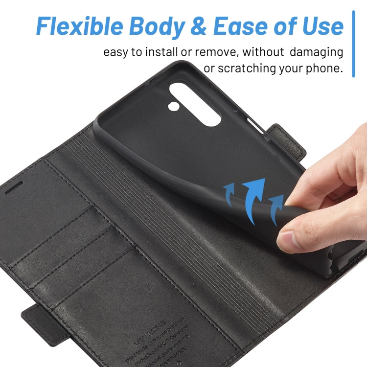 For Samsung Galaxy S24+ LC.IMEEKE Skin-friendly Card Slots Leather Phone Case(Black)
