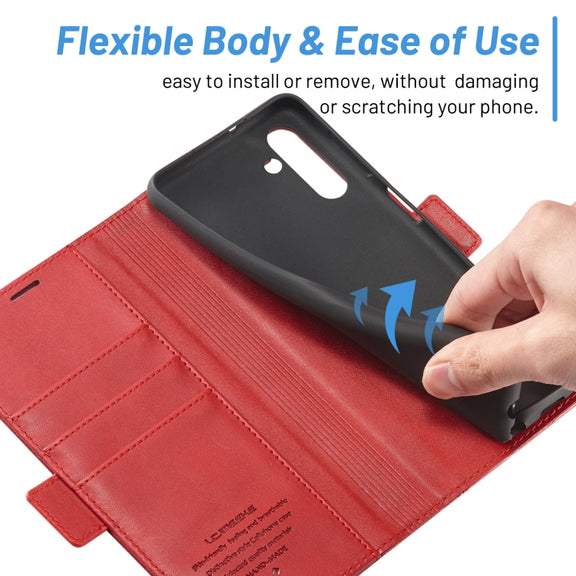 For Samsung Galaxy S24+ LC.IMEEKE Skin-friendly Card Slots Leather Phone Case(Red)
