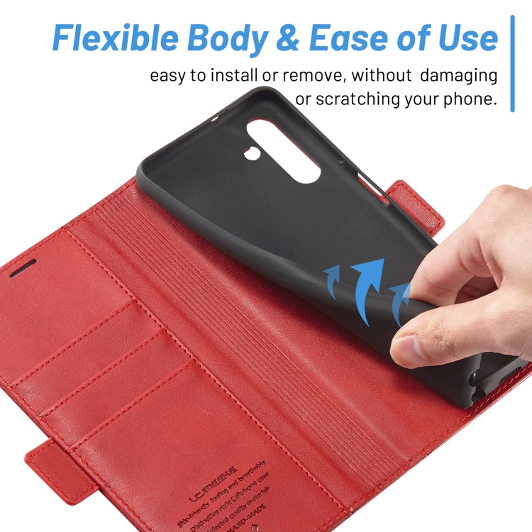 For Samsung Galaxy S24+ LC.IMEEKE Skin-friendly Card Slots Leather Phone Case(Red)