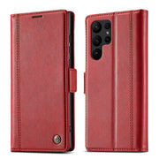 For Samsung Galaxy S24 Ultra LC.IMEEKE Skin-friendly Card Slots Leather Phone Case(Red)