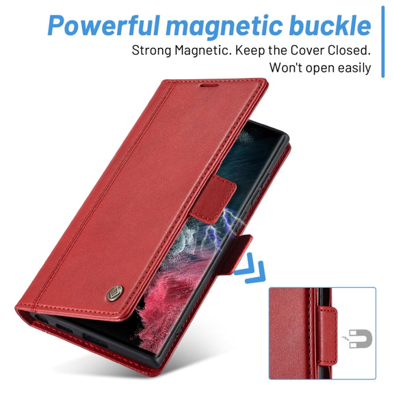 For Samsung Galaxy S24 Ultra LC.IMEEKE Skin-friendly Card Slots Leather Phone Case(Red)