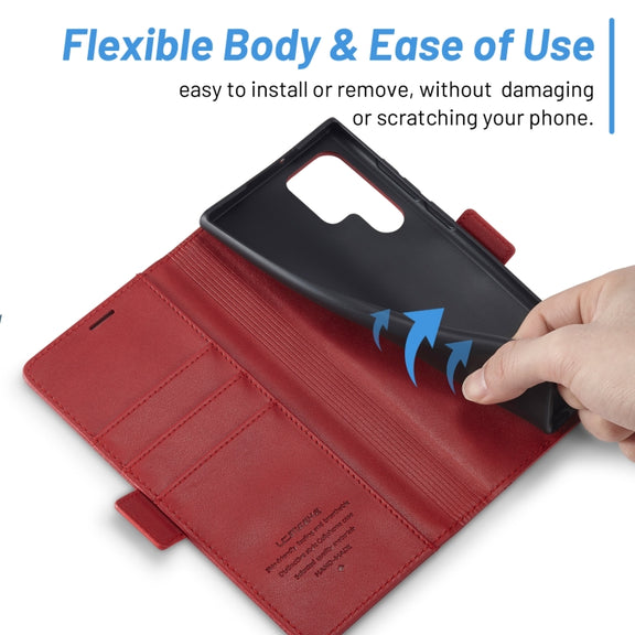 For Samsung Galaxy S24 Ultra LC.IMEEKE Skin-friendly Card Slots Leather Phone Case(Red)
