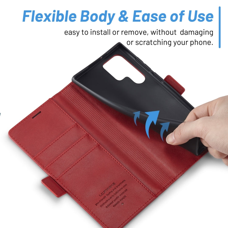 For Samsung Galaxy S24 Ultra LC.IMEEKE Skin-friendly Card Slots Leather Phone Case(Red)