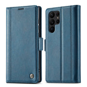 For Samsung Galaxy S24 Ultra LC.IMEEKE Skin-friendly Card Slots Leather Phone Case(Blue)