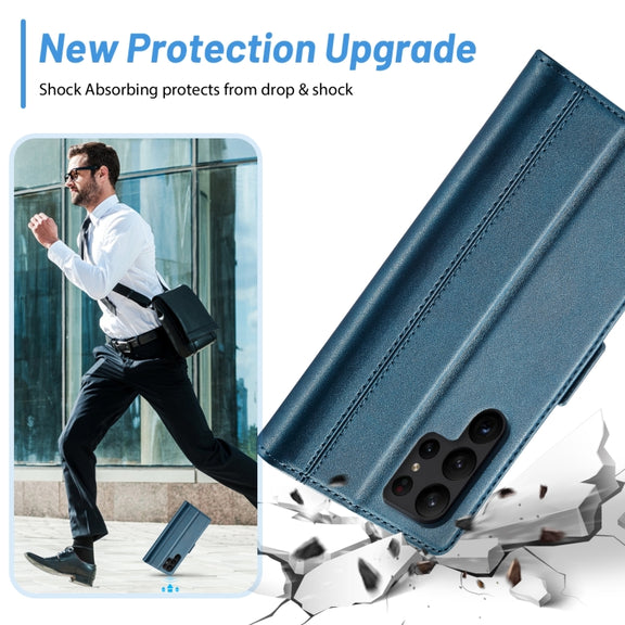 For Samsung Galaxy S24 Ultra LC.IMEEKE Skin-friendly Card Slots Leather Phone Case(Blue)