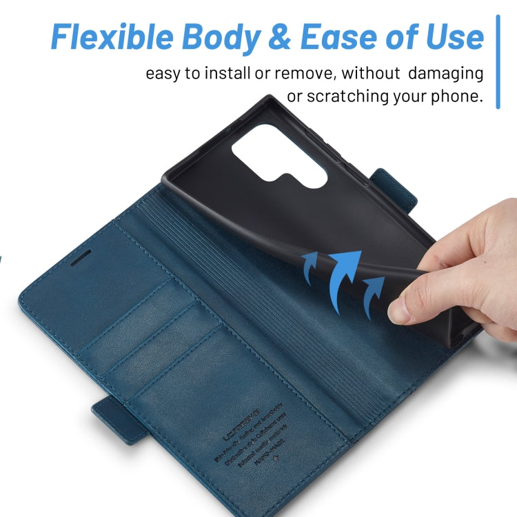 For Samsung Galaxy S24 Ultra LC.IMEEKE Skin-friendly Card Slots Leather Phone Case(Blue)