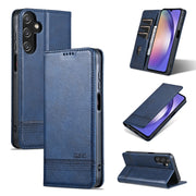 For Samsung Galaxy A25 5G AZNS Magnetic Calf Texture Flip Leather Phone Case(Dark Blue)