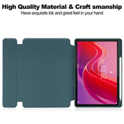 For Lenovo Tab M11/Xiaoxin Pad 11 2024 360 Rotation Transparent Smart Leather Case(Dark Green)