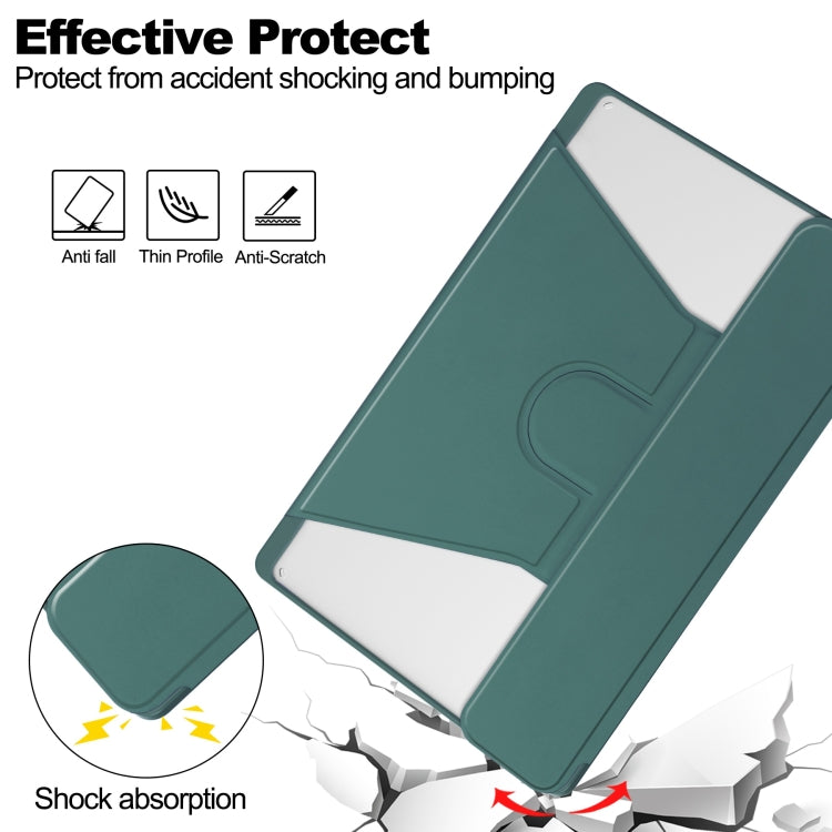 For Lenovo Tab M11/Xiaoxin Pad 11 2024 360 Rotation Transparent Smart Leather Case(Dark Green)