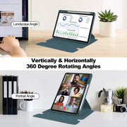 For Lenovo Tab M11/Xiaoxin Pad 11 2024 360 Rotation Transparent Smart Leather Case(Dark Green)