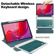 For Lenovo Tab M11/Xiaoxin Pad 11 2024 360 Rotation Transparent Smart Leather Case with Keyboard(Dark Green)