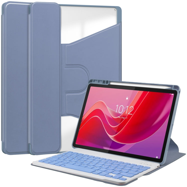 For Lenovo Tab M11/Xiaoxin Pad 11 2024 360 Rotation Transparent Smart Leather Case with Keyboard(Lavender) - free shipping - PMC Jewellery - Order now!