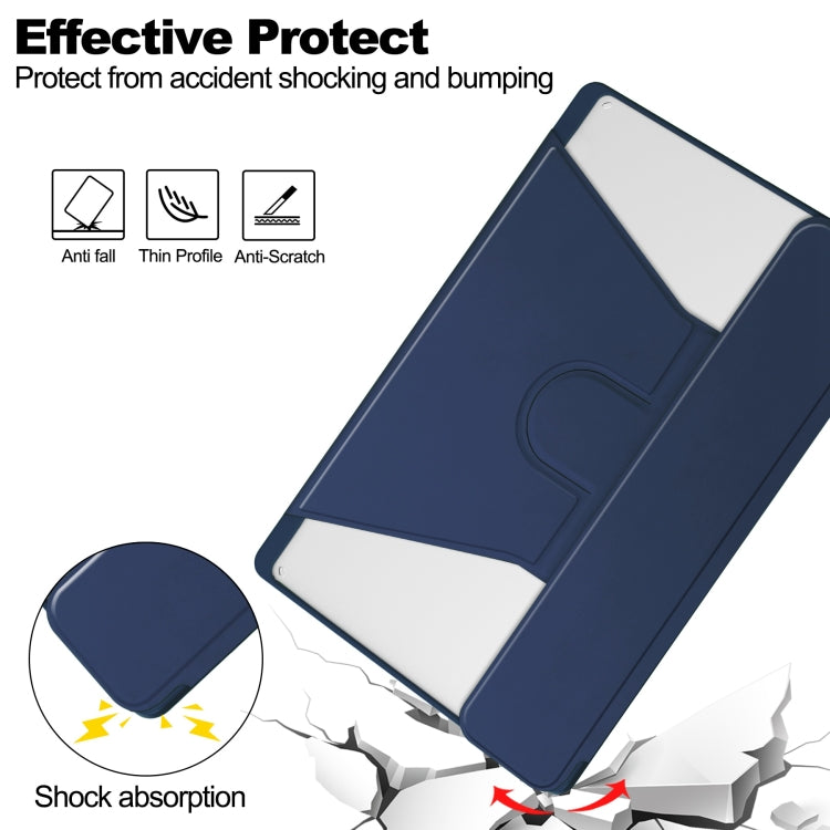 For Lenovo Tab M11/Xiaoxin Pad 11 2024 360 Rotation Transparent Smart Leather Case with Keyboard(Dark Blue)