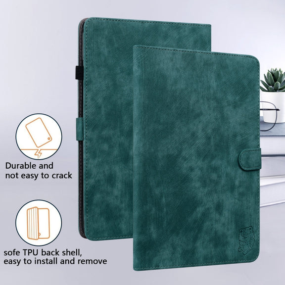 For Amazon Kindle Paperwhite 5  2023 2024 Tiger Pattern Flip Leather Tablet Case(Dark Green)