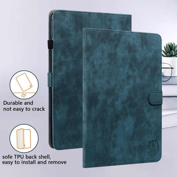 For Amazon Kindle Paperwhite 5  2023 2024 Tiger Pattern Flip Leather Tablet Case(Dark Blue)