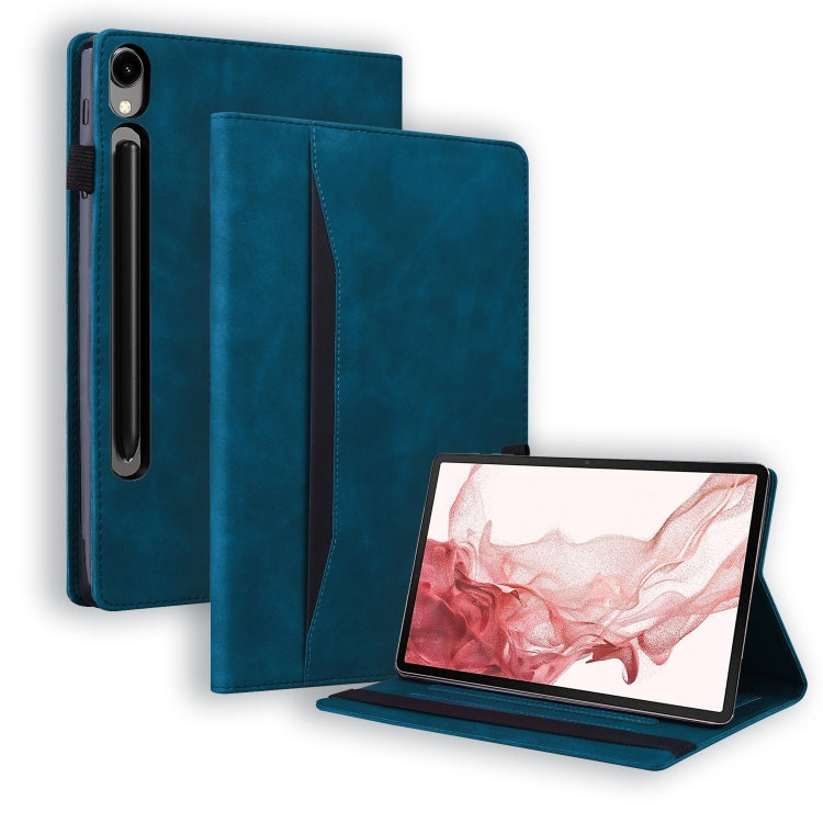 For Samsung Galaxy Tab S9+ /S8+ /S7+ Splicing Shockproof Smart Leather Tablet Case(Blue) - free shipping - PMC Jewellery - Order now!