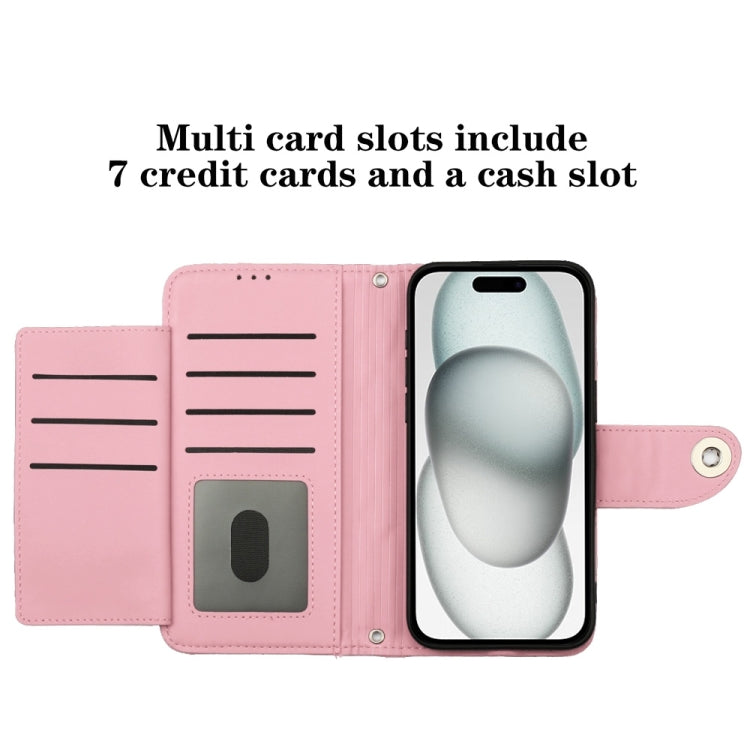 For iPhone 16 Rhombic Texture Flip Leather Phone Case with Lanyard(Pink) - iPhone 16 Cases by PMC TechLife | Online Shopping South Africa | PMC TechLife | Buy Now Pay Later Mobicred
