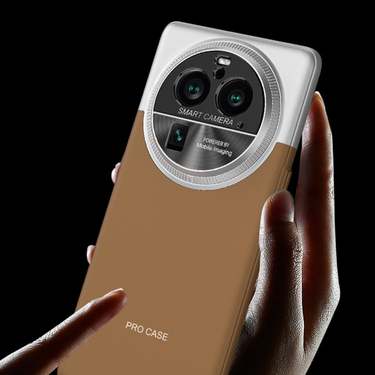 For OPPO Find X6 GKK Mortise-Tenon Connection Contrast Color Shockproof Phone Case(Brown)