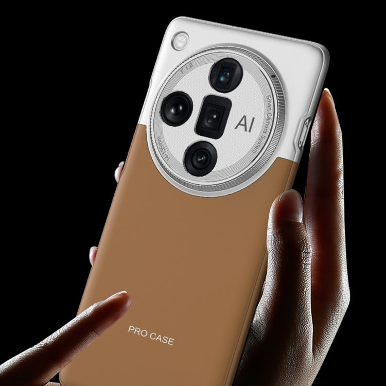 For OPPO Find X7 Ultra GKK Mortise-Tenon Connection Contrast Color Shockproof Phone Case(Brown)