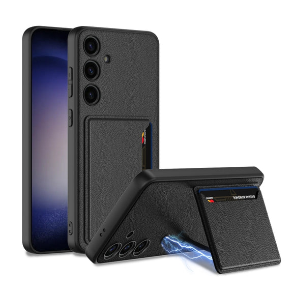 For Samsung Galaxy S24+ 5G GKK Ultra-thin Leather Card Slots Phone Case With Magnetic Holder(Black)
