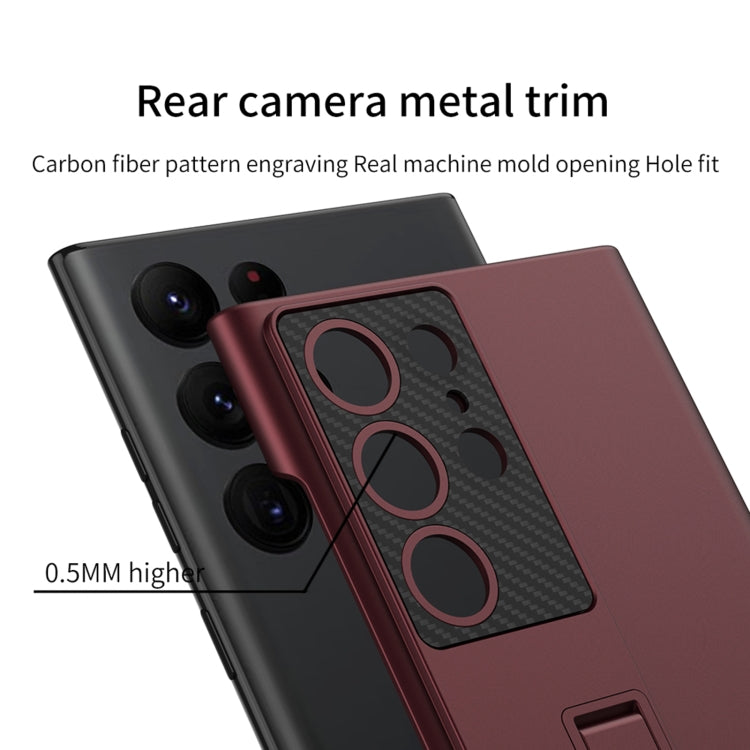 For Samsung Galaxy S24 Ultra 5G GKK Ultra-thin Shockproof Phone Case with Holder(Red)