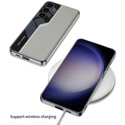 For Samsung Galaxy S24 5G GKK Plating TPU + Leather Supercar Full Coverage Phone Case(Carbon Fiber)