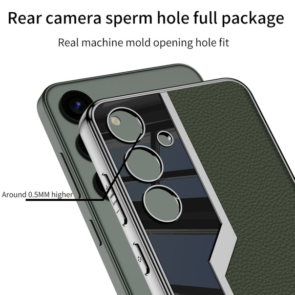 For For Samsung Galaxy S24+ 5G GKK Plating TPU + Leather Supercar Full Coverage Phone Case(Black)