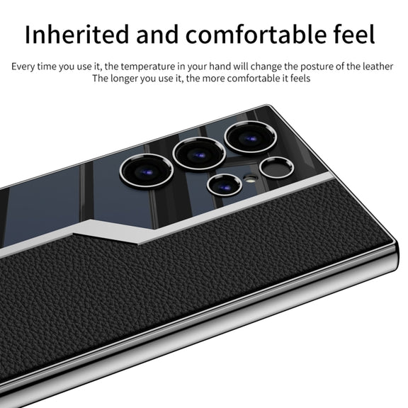 For Samsung Galaxy S24 Ultra 5G GKK Plating TPU + Leather Supercar Full Coverage Phone Case(Carbon Fiber)