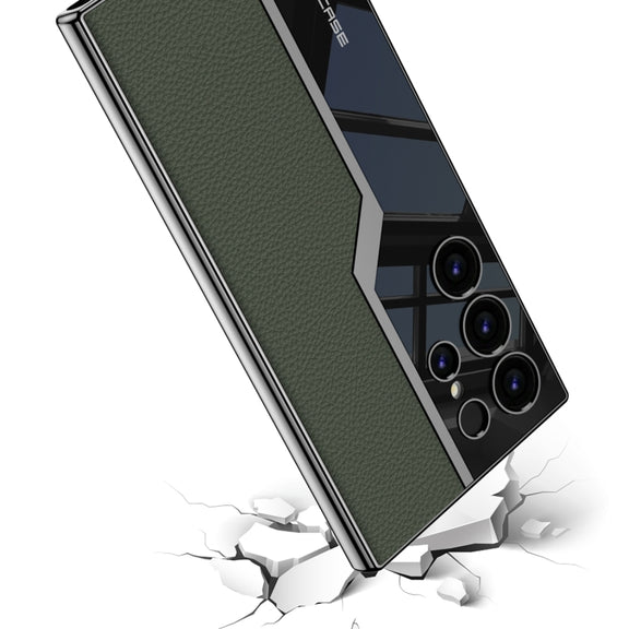 For Samsung Galaxy S24 Ultra 5G GKK Plating TPU + Leather Supercar Full Coverage Phone Case(Carbon Fiber)