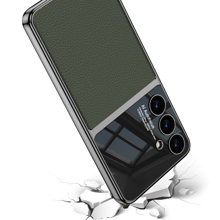 For Samsung Galaxy S24 5G GKK Plating TPU + Leather Full Coverage Phone Case(Carbon Fibre)