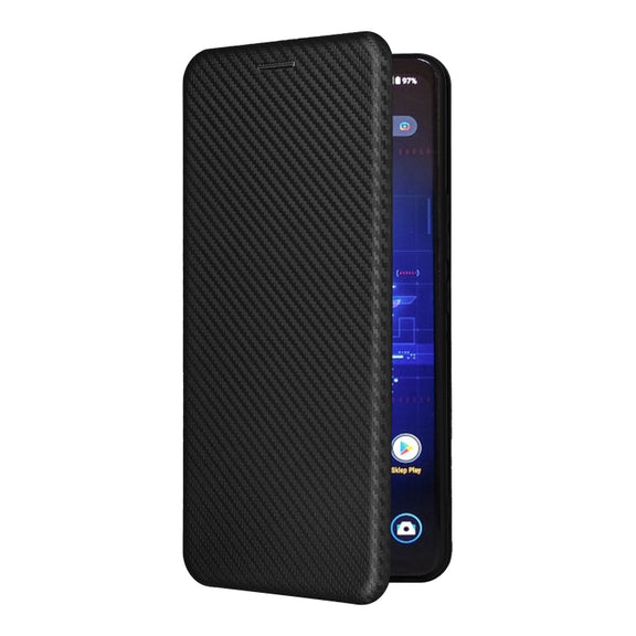 For ASUS ROG Phone 8 Pro Carbon Fiber Texture Flip Leather Phone Case(Black)