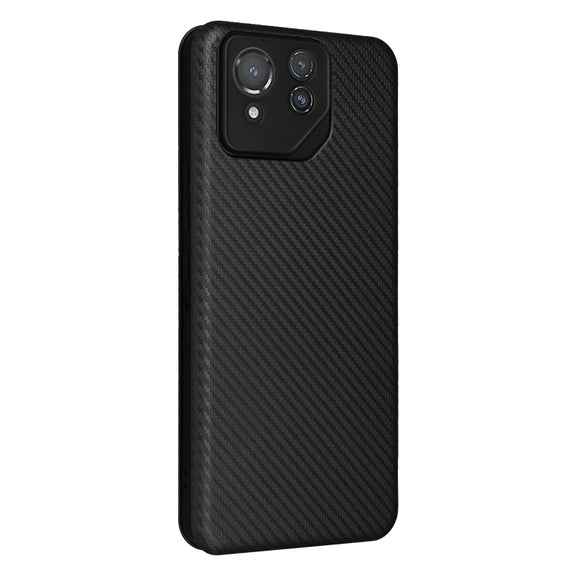 For ASUS ROG Phone 8 Pro Carbon Fiber Texture Flip Leather Phone Case(Black)