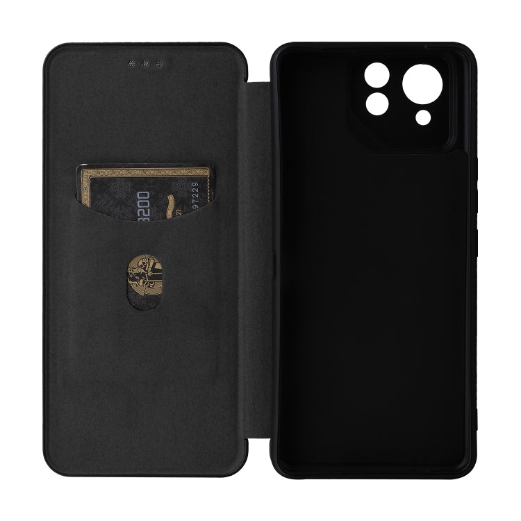 For ASUS ROG Phone 8 Pro Carbon Fiber Texture Flip Leather Phone Case(Black)