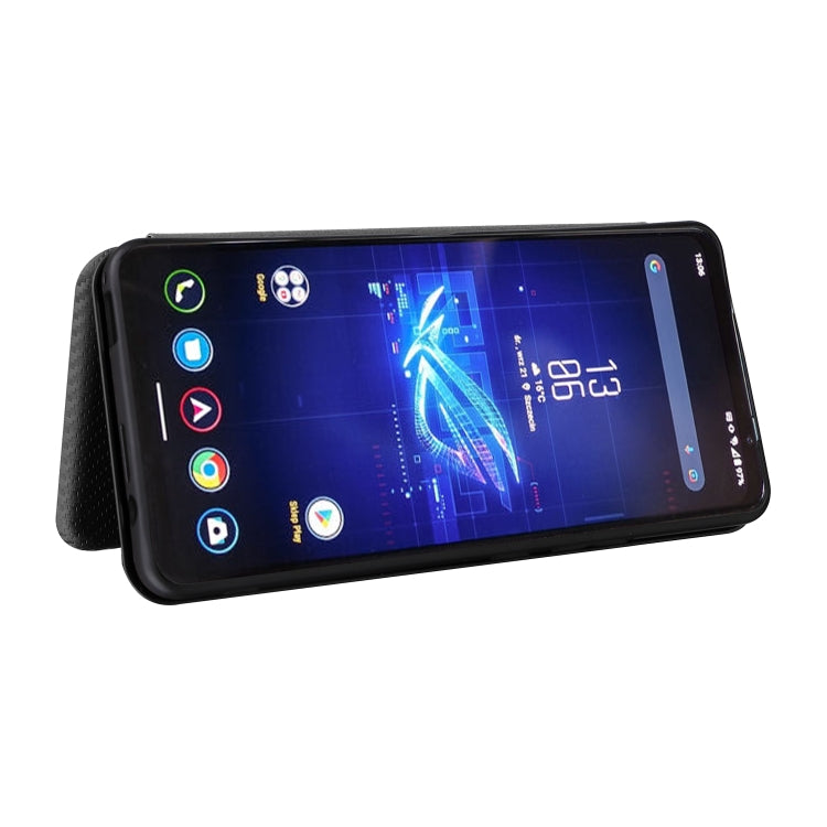 For ASUS ROG Phone 8 Pro Carbon Fiber Texture Flip Leather Phone Case(Black)
