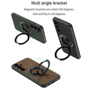 For Samsung Galaxy S24 5G GKK Skin Feel Frosted Leather MagSafe Magnetic Phone Case with Holder(Green)