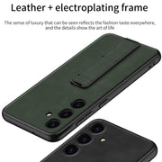 For Samsung Galaxy S24 5G GKK Skin Feel Frosted Leather Fold Holder Phone Case(Black)