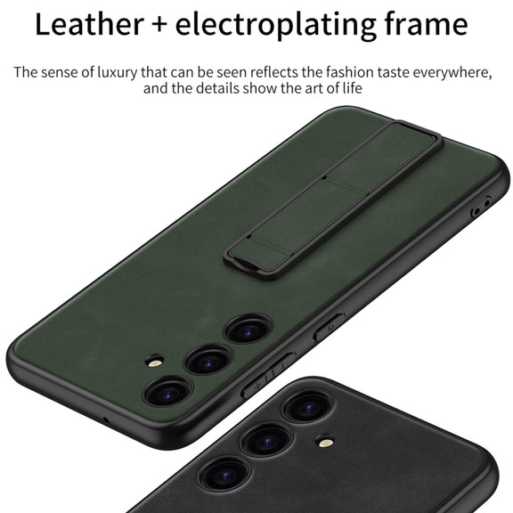 For Samsung Galaxy S24 5G GKK Skin Feel Frosted Leather Fold Holder Phone Case(Black)