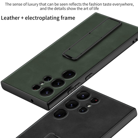 For Samsung Galaxy S24 Ultra 5G GKK Skin Feel Frosted Leather Fold Holder Phone Case(Green)