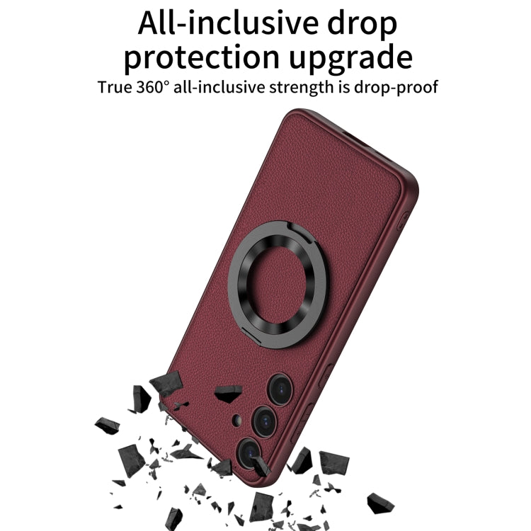 For Samsung Galaxy S24 5G GKK Skin Feel Leather MagSafe Magnetic Phone Case with Holder(Black) - Galaxy S24 5G Cases by GKK | Online Shopping South Africa | PMC TechLife | Buy Now Pay Later Mobicred