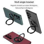 For Samsung Galaxy S24 Ultra 5G GKK Skin Feel Leather MagSafe Magnetic Phone Case with Holder(Green)