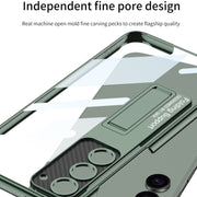 For Samsung Galaxy S24+ 5G GKK Electroplating Full Coverage Protective Phone Case with Holder(Black)