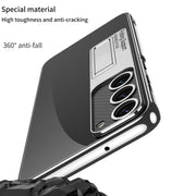 For Samsung Galaxy S24+ 5G GKK Electroplating Full Coverage Protective Phone Case with Holder(Black)